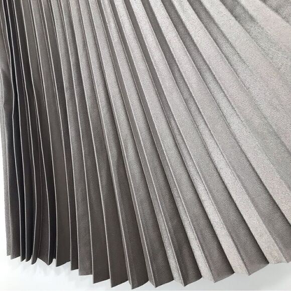 Banana Republic Factory Silver Simmer Pewter Metallic Pleated Full Skirt NEW - Picture 6 of 13